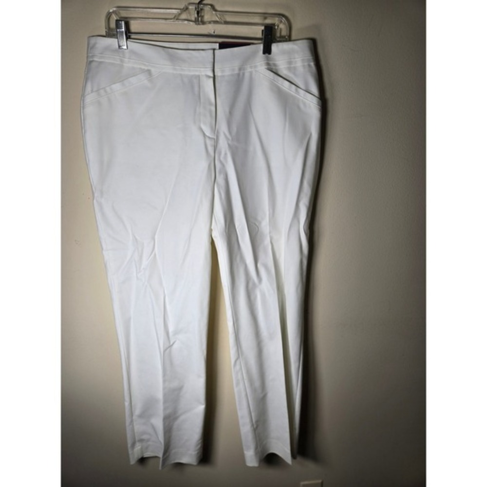 Rafaella Curvy Straight Leg Pants Womens 14P White New Stretch Dress Trousers